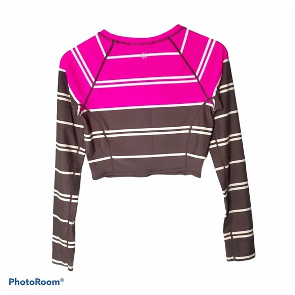 Athleta Womens Colorblock Cropped Rash Guard Striped Size SMALL S Swim Beach NEW - Picture 3 of 12